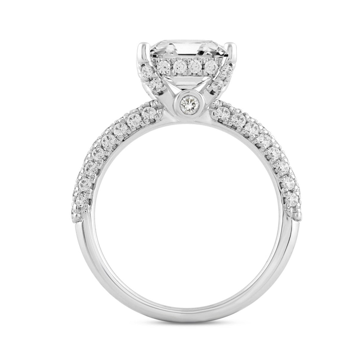 LADIES RING 3 3/4CT ROUND/PRINCESS DIAMOND 14K WHITE GOLD (CENTER STONE PRINCESS DIAMOND 3CT )