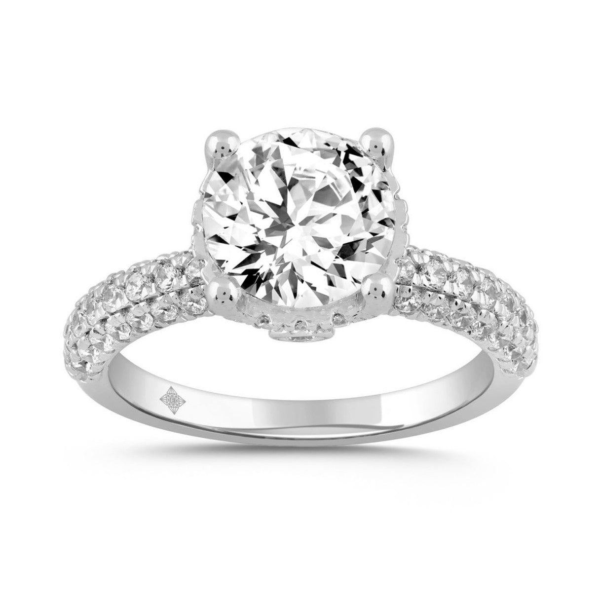 LADIES RING 2 3/4CT ROUND DIAMOND 14K WHITE GOLD (CENTER STONE ROUND DIAMOND 2CT )