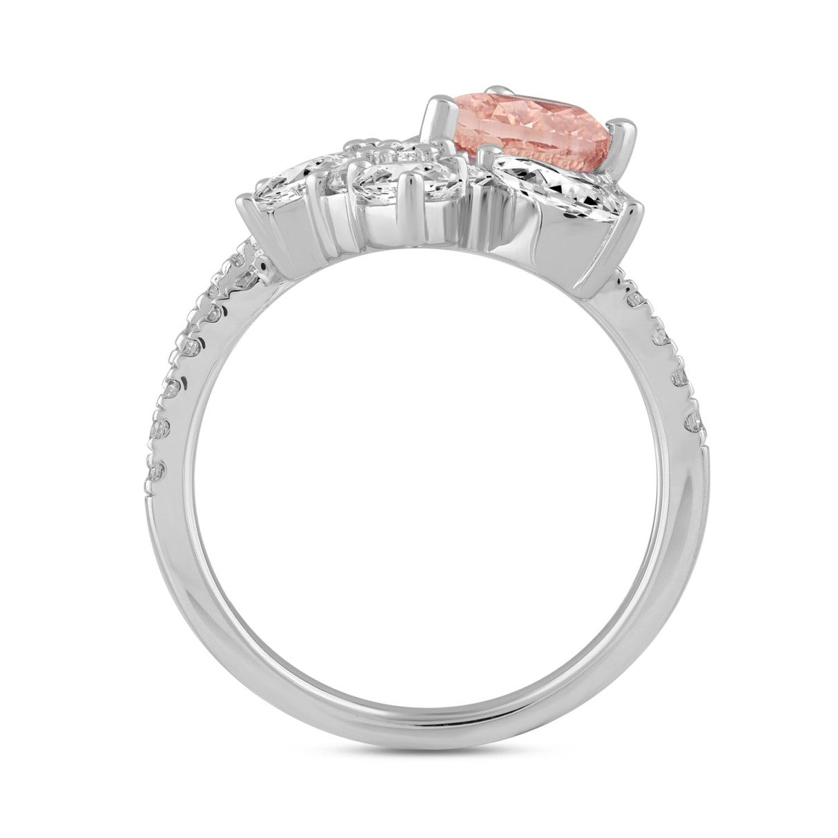 14K WHITE GOLD 3.00CT ROUND/PEAR/MARQUISE DIAMOND LADIES RING  (CENTER STONE PEAR DIAMOND 1 1/2CT)