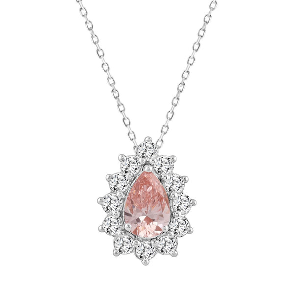 LADIES PENDANT 2 1/2CT ROUND/PEAR DIAMOND 14K WHITE/ROSE GOLD (CENTER STONE PEAR DIAMOND 1CT )