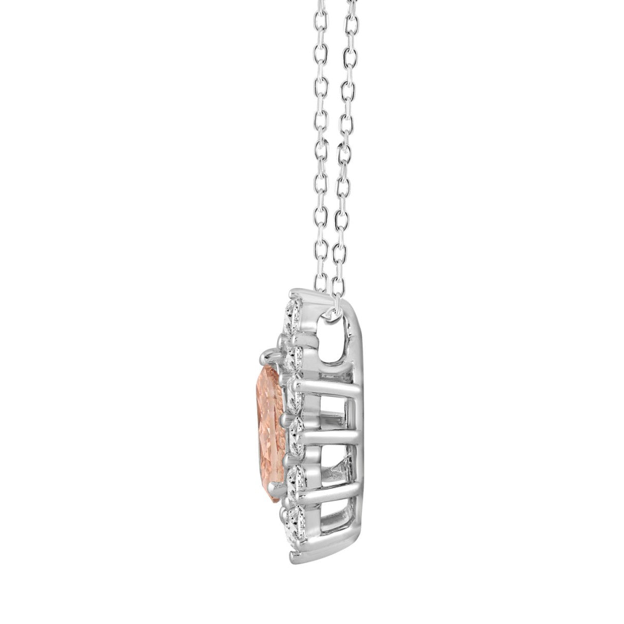 LADIES PENDANT 2 1/2CT ROUND/PEAR DIAMOND 14K WHITE/ROSE GOLD (CENTER STONE PEAR DIAMOND 1CT )