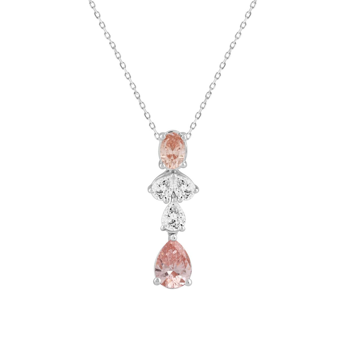 14K WHITE/ROSE GOLD 2.00CT PEAR/OVAL/DIAMOND LADIES PENDANT WITH CHAIN