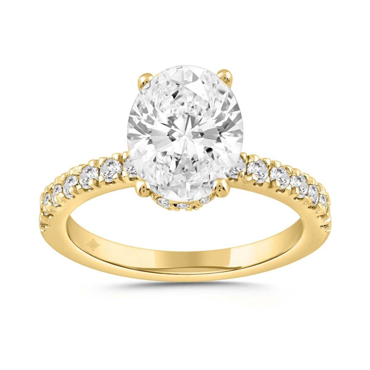 LADIES RING 2 1/2CT ROUND/OVAL DIAMOND 14K YELLOW GOLD (CENTER STONE OVAL DIAMOND 2CT )