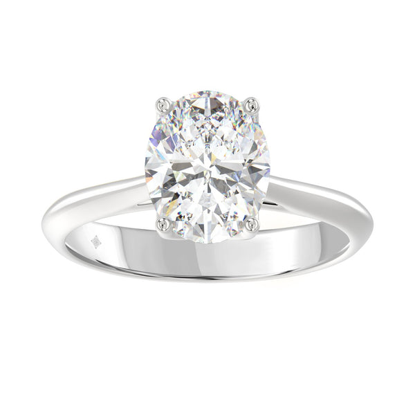 LADIES SOLITAIRE RING 2 1/2CT OVAL DIAMOND 14K WHITE GOLD 