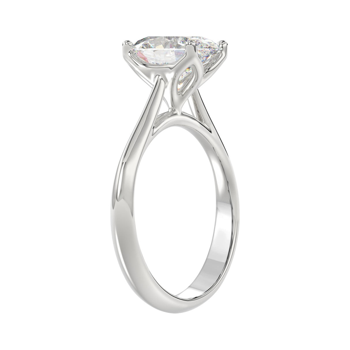 LADIES SOLITAIRE RING 2 1/2CT OVAL DIAMOND 14K WHITE GOLD 