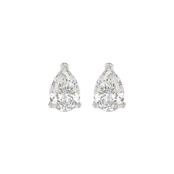 LADIES SOLITAIRE EARRINGS 2 1/2CT PEAR DIAMOND 14K WHITE GOLD 