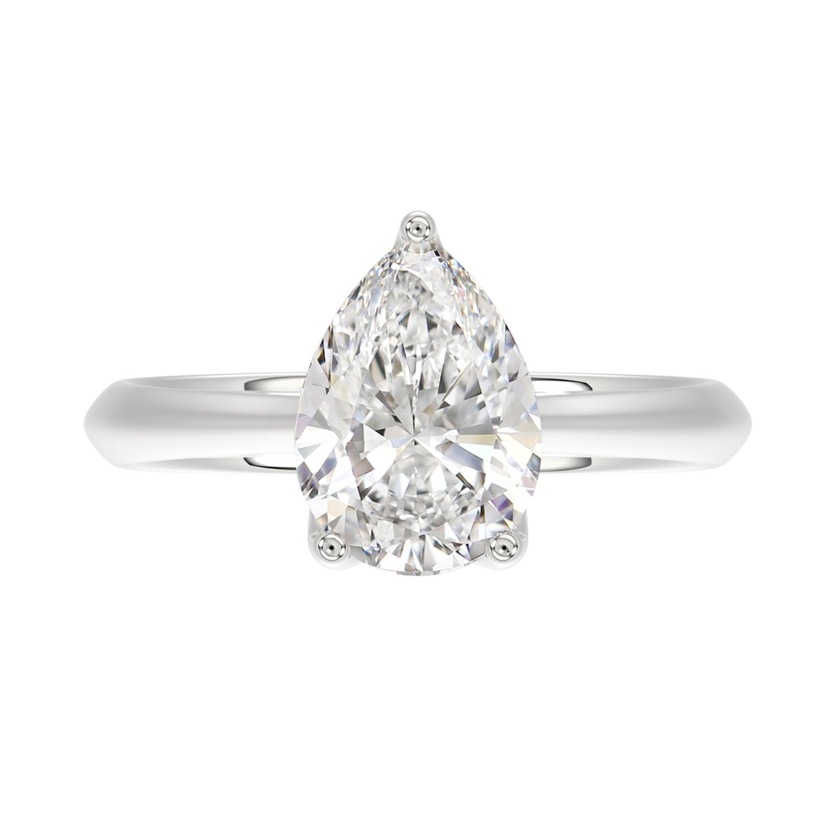 LADIES SOLITAIRE RING 2 1/2CT PEAR DIAMOND 14K WHITE GOLD 