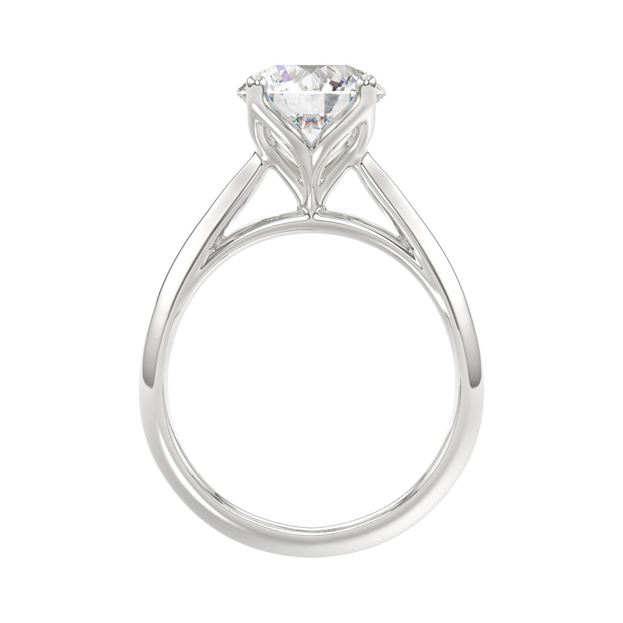 LADIES SOLITAIRE RING 2 1/2CT ROUND DIAMOND 14K WHITE GOLD 