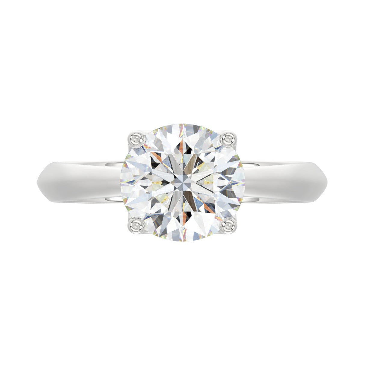 LADIES SOLITAIRE RING 2 1/2CT ROUND DIAMOND 14K WHITE GOLD 