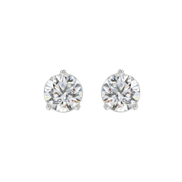 LADIES SOLITAIRE EARRINGS 4CT ROUND DIAMOND 14K WHITE GOLD (CENTER STONE ROUND DIAMOND 2CT )