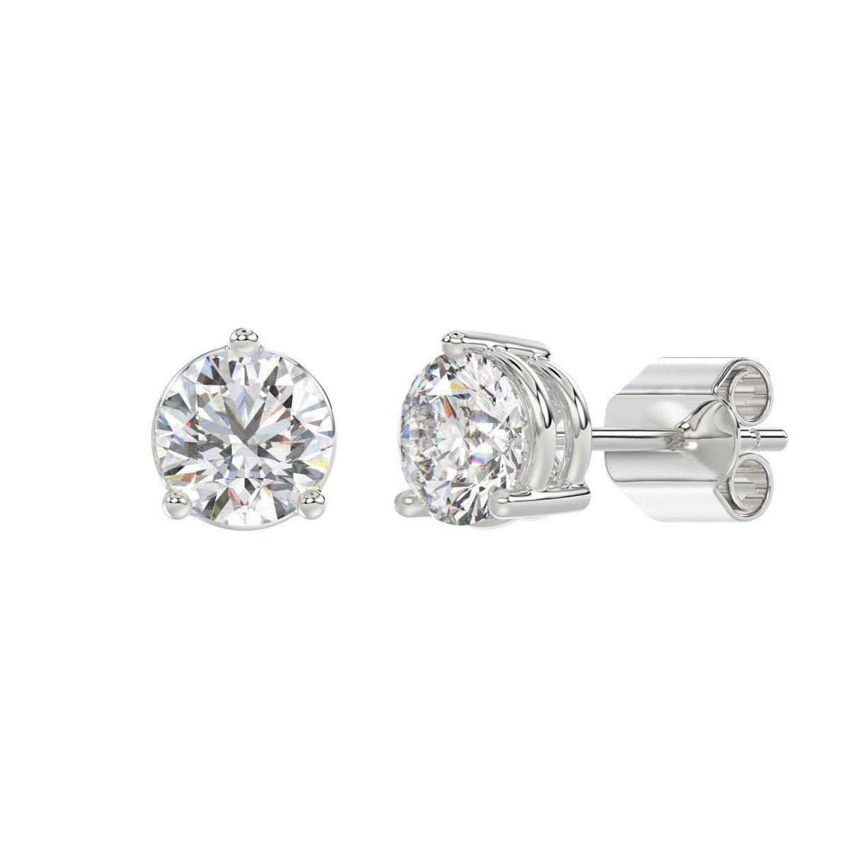 LADIES SOLITAIRE EARRINGS 4CT ROUND DIAMOND 14K WHITE GOLD (CENTER STONE ROUND DIAMOND 2CT )