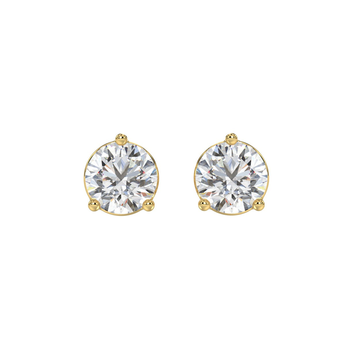 LADIES SOLITAIRE EARRINGS 4CT ROUND DIAMOND 14K YELLOW GOLD (CENTER STONE ROUND DIAMOND 2CT )