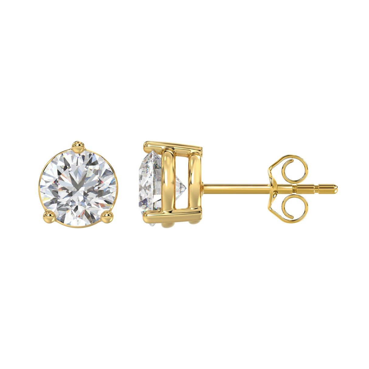 LADIES SOLITAIRE EARRINGS 4CT ROUND DIAMOND 14K YELLOW GOLD (CENTER STONE ROUND DIAMOND 2CT )