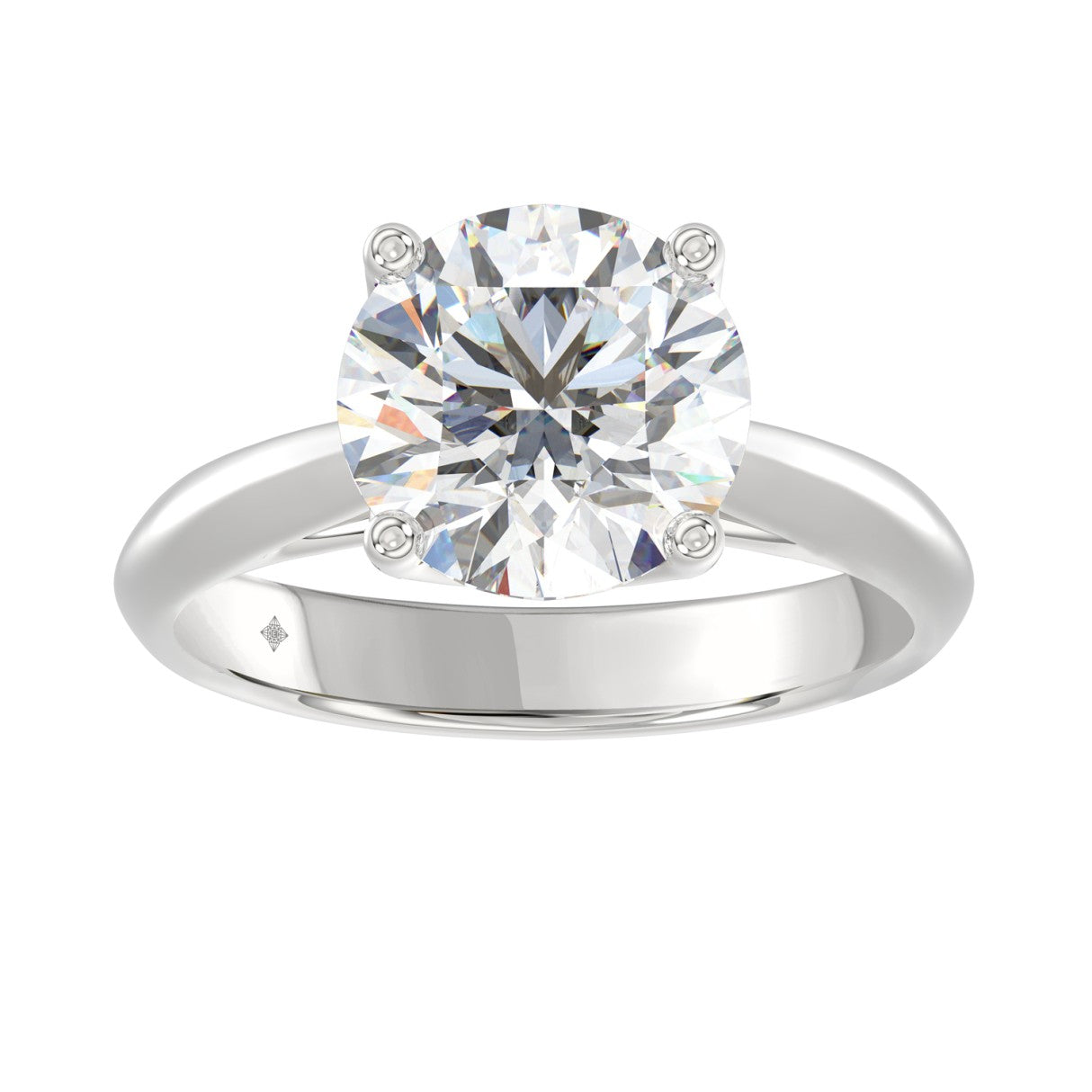 LADIES SOLITAIRE RING 4CT ROUND DIAMOND 14K WHITE GOLD 