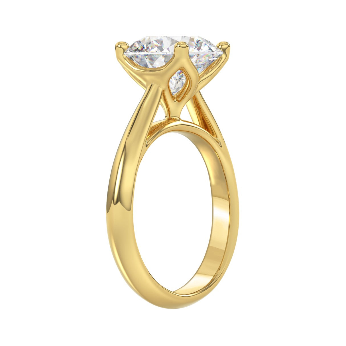 LADIES SOLITAIRE RING 4CT ROUND DIAMOND 14K YELLOW GOLD 