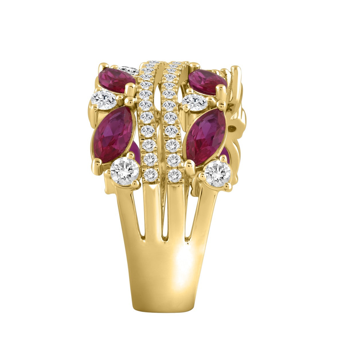 14K YELLOW GOLD 2.00CT ROUND/MARQUISE DIAMOND LADIES RING (RUBY DIAMOND 1 1/2CT)