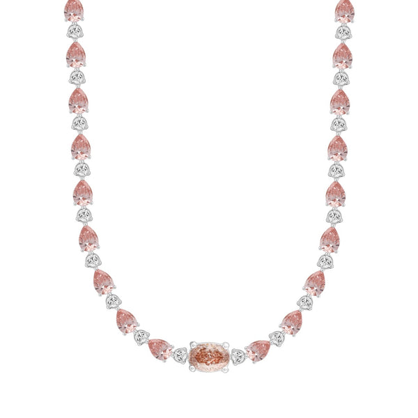 LADIES NECKLACE 15CT ROUND/PEAR/OVAL DIAMOND 14K WHITE/ROSE GOLD 