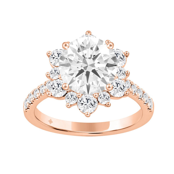 14K ROSE GOLD 1.00CT ROUND DIAMOND LADIES RING (CENTER STONE ROUND DIAMOND 2CT)