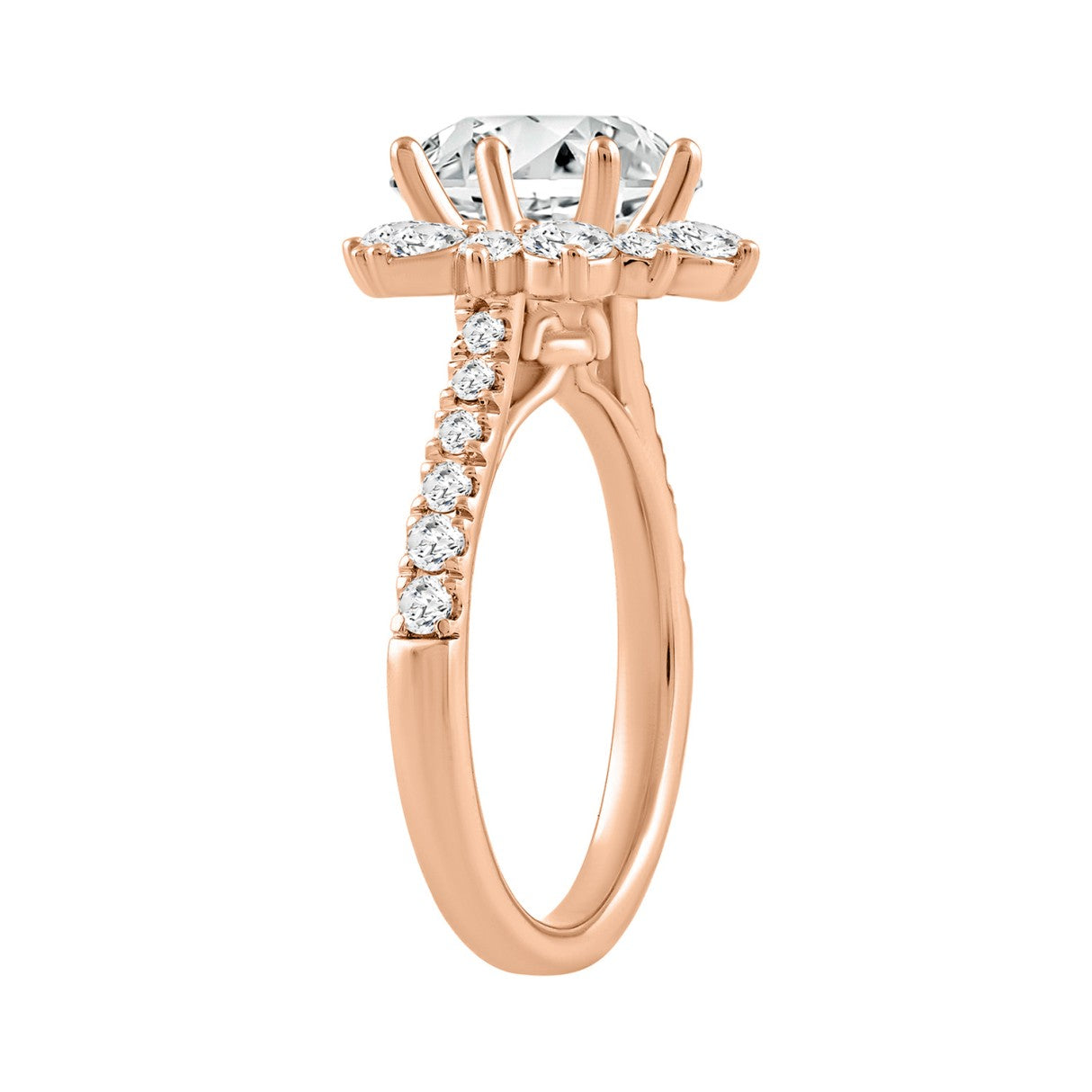 14K ROSE GOLD 1.00CT ROUND DIAMOND LADIES RING (CENTER STONE ROUND DIAMOND 2CT)