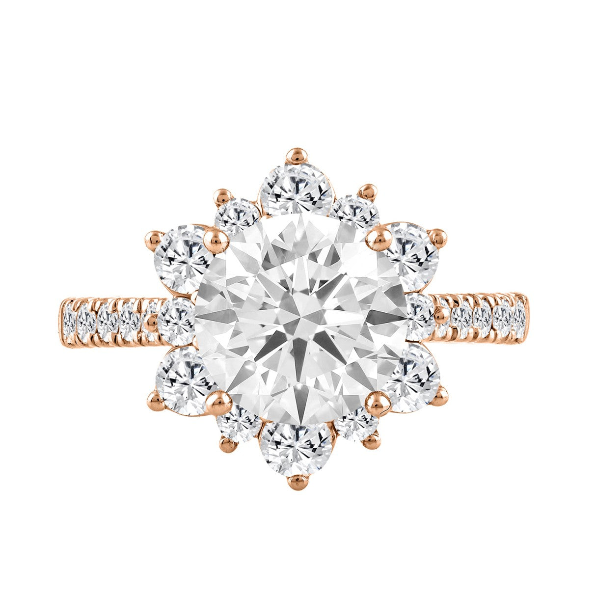 14K ROSE GOLD 1.00CT ROUND DIAMOND LADIES RING (CENTER STONE ROUND DIAMOND 2CT)