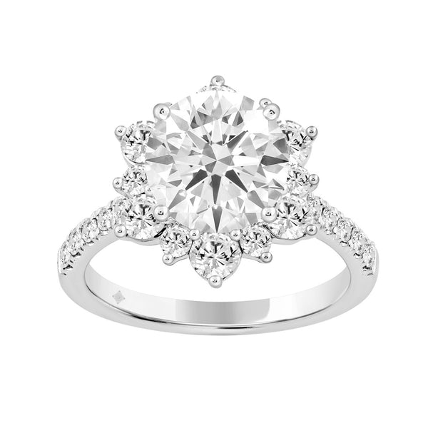 14K WHITE GOLD 1.00CT ROUND DIAMOND LADIES RING (CENTER STONE ROUND DIAMOND 2CT)