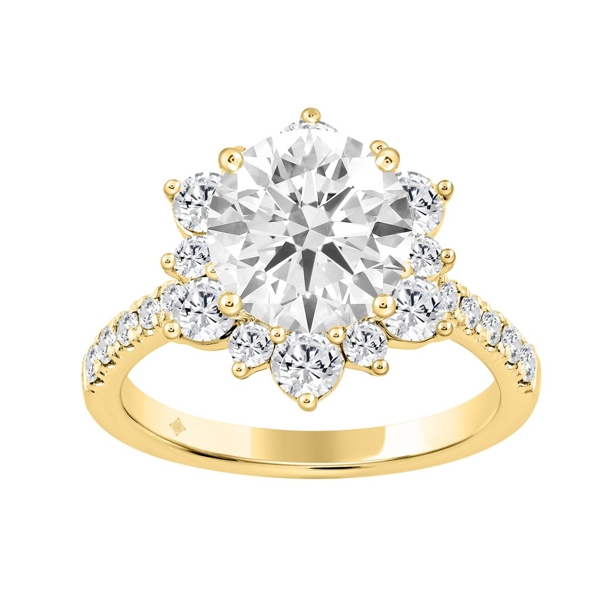 14K YELLOW GOLD 1.00CT ROUND DIAMOND LADIES RING (CENTER STONE ROUND DIAMOND 2CT)