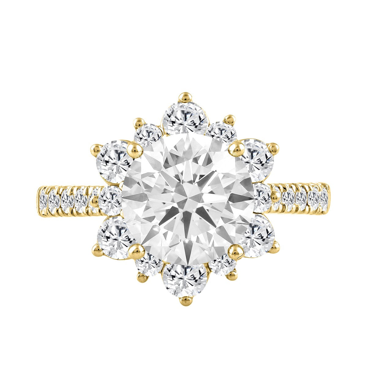 14K YELLOW GOLD 1.00CT ROUND DIAMOND LADIES RING (CENTER STONE ROUND DIAMOND 2CT)