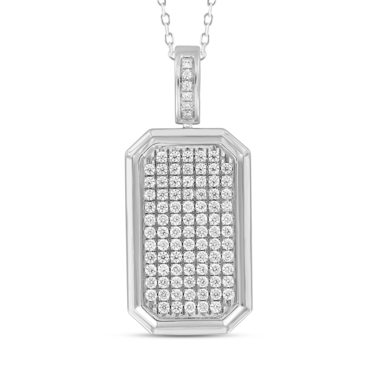 MEN'S CHARM PENDANT 3CT ROUND DIAMOND 10K WHITE GOLD 