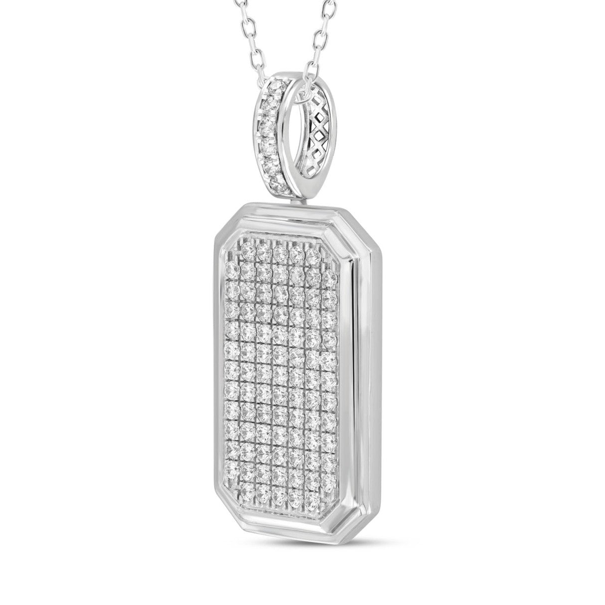 MEN'S CHARM PENDANT 3CT ROUND DIAMOND 10K WHITE GOLD 