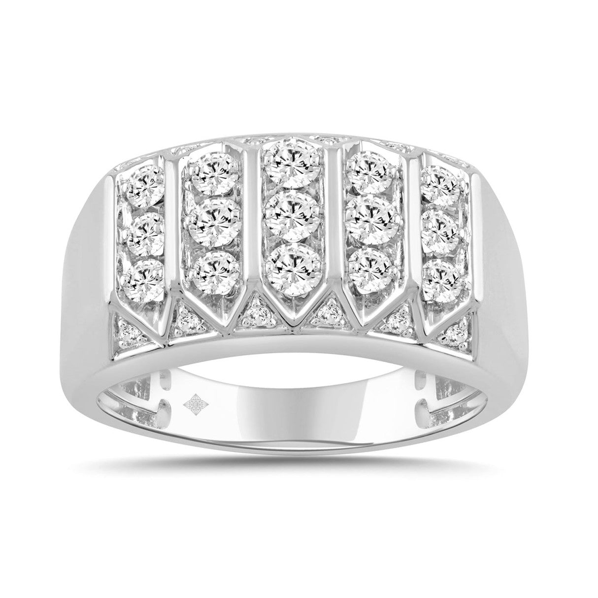 10K WHITE GOLD 1.00CT ROUND DIAMOND MEN'S RING