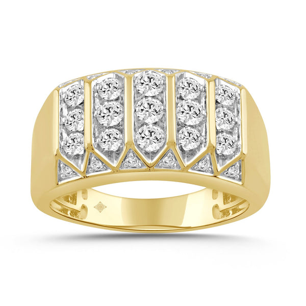 MEN'S RING ROUND DIAMOND 10K YELLOW GOLD 