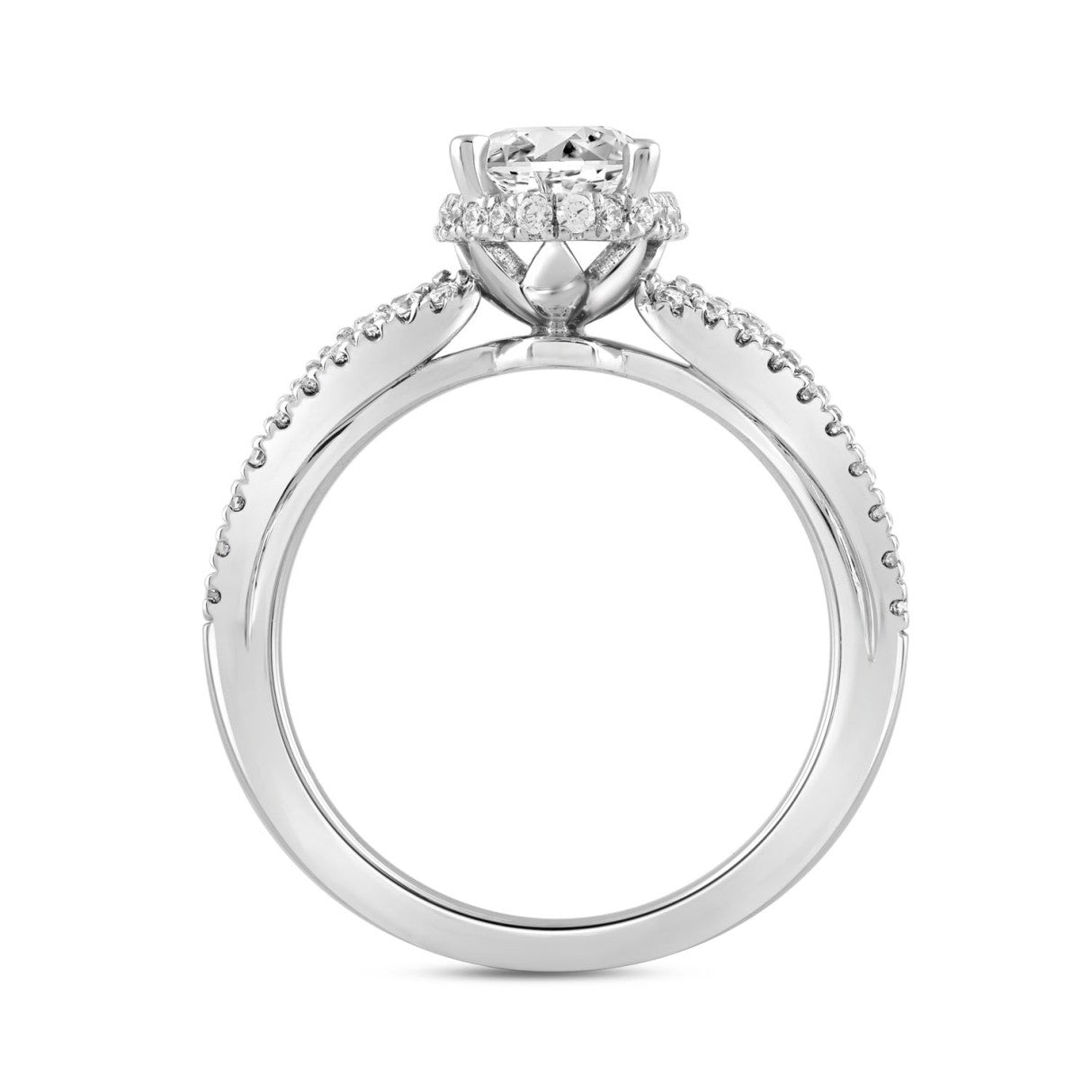 LADIES RING 2.55CT ROUND/BAGUETTE/OVAL DIAMOND  14K WHITE GOLD (CENTER STONE OVAL DIAMOND 3.00CT)