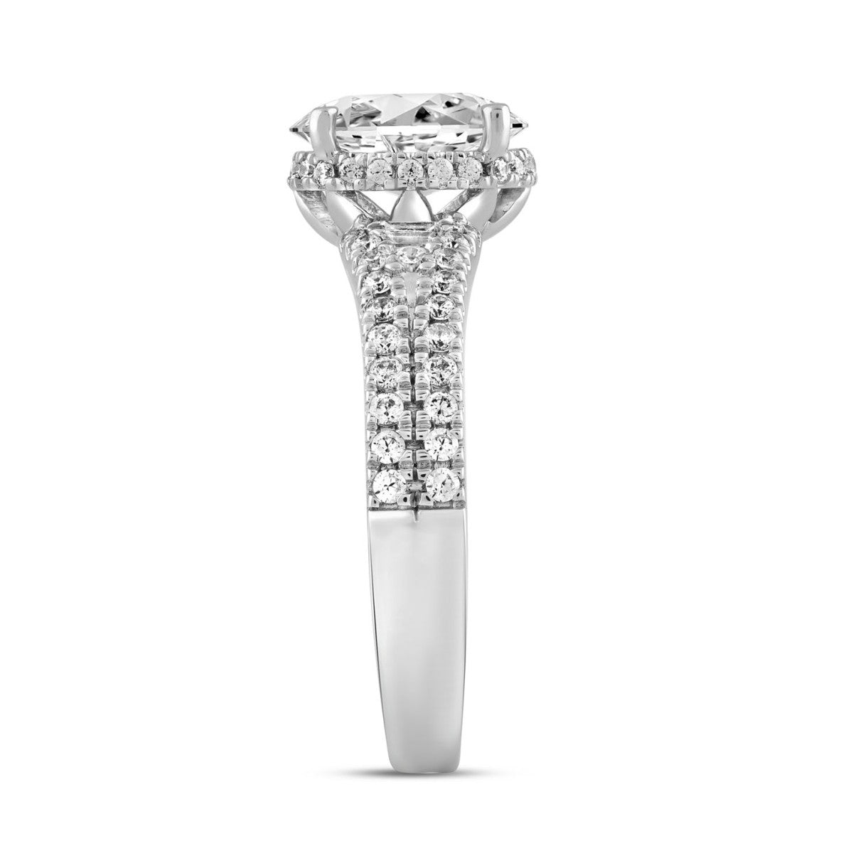 LADIES RING 2.55CT ROUND/BAGUETTE/OVAL DIAMOND  14K WHITE GOLD (CENTER STONE OVAL DIAMOND 3.00CT)