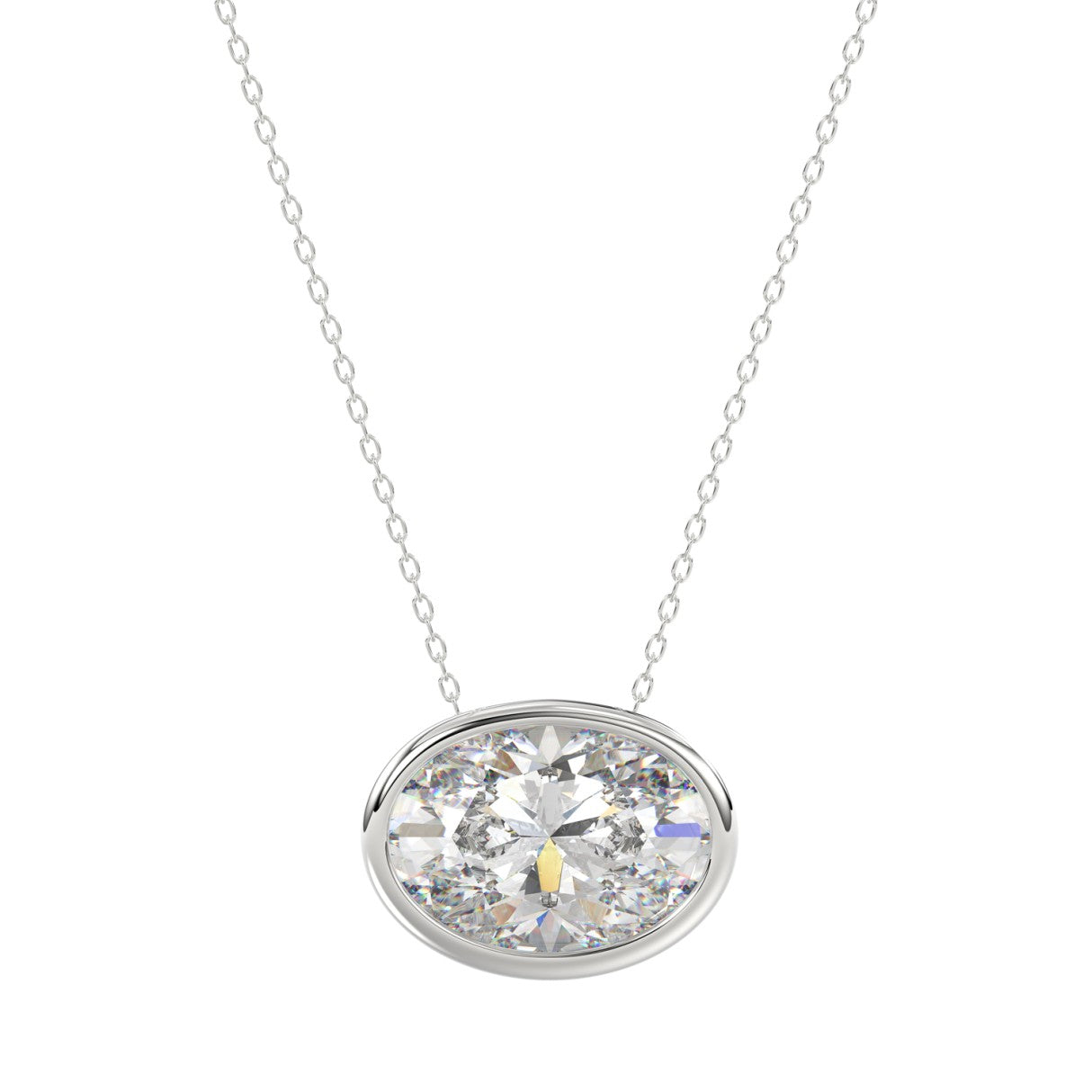 LADIES SOLITAIRE PENDANT 2CT OVAL DIAMOND 14K WHITE GOLD