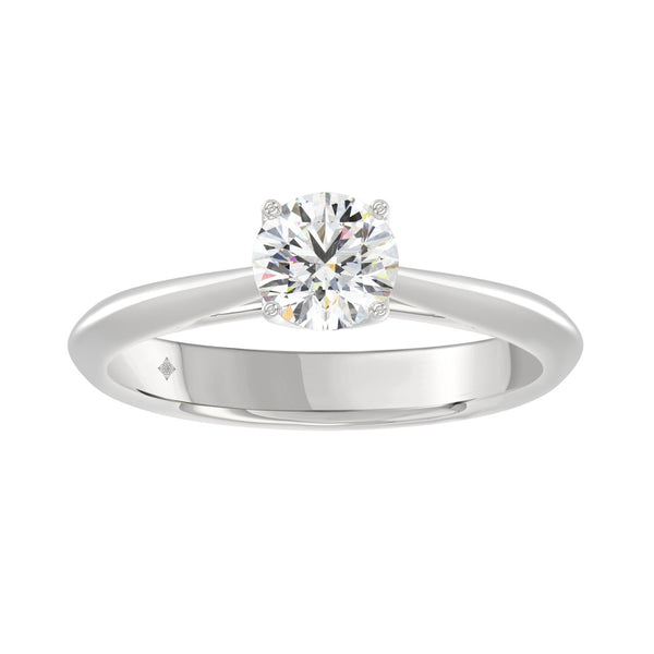 LADIES RING 0.75CT ROUND DIAMOND 14K WHITE GOLD 