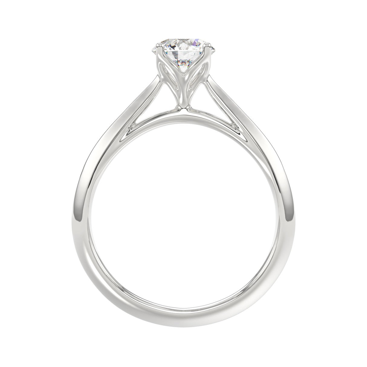 LADIES RING 0.75CT ROUND DIAMOND 14K WHITE GOLD 