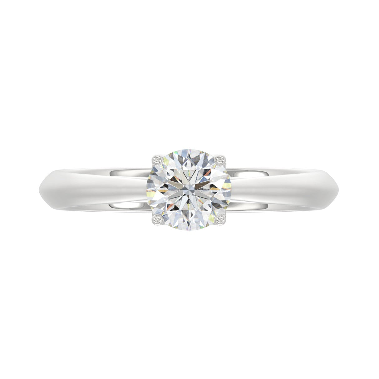 LADIES RING 0.75CT ROUND DIAMOND 14K WHITE GOLD 