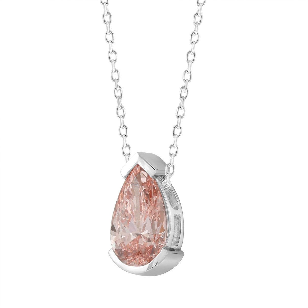 LADIES SOLITAIRE PENDANT WITH CHAIN 2.00CT PEAR DIAMOND 14K WHITE GOLD (CENTER STONE PEAR DIAMOND 2.00CT)