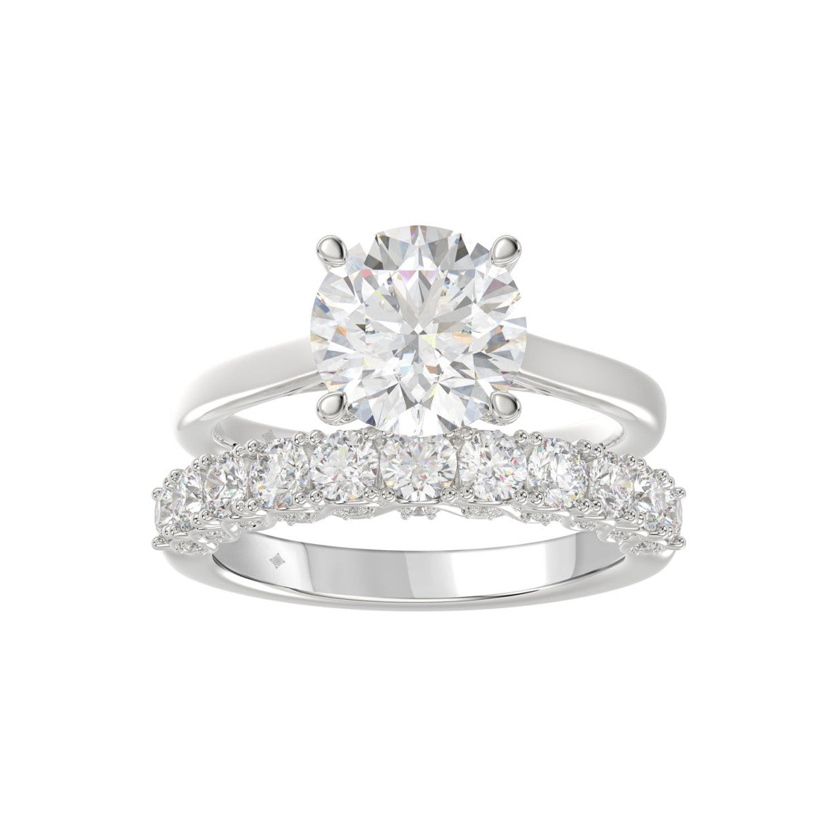 LADIES BRIDAL SET 4.00CT ROUND DIAMOND 14K WHITE GOLD (CENTER STONE ROUND DIAMOND 3.00CT)