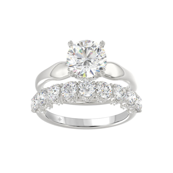 14K WHITE GOLD 3 5/8CT ROUND DIAMOND LADIES BRIDAL SET (CENTER STONE ROUND DIAMOND 2CT)