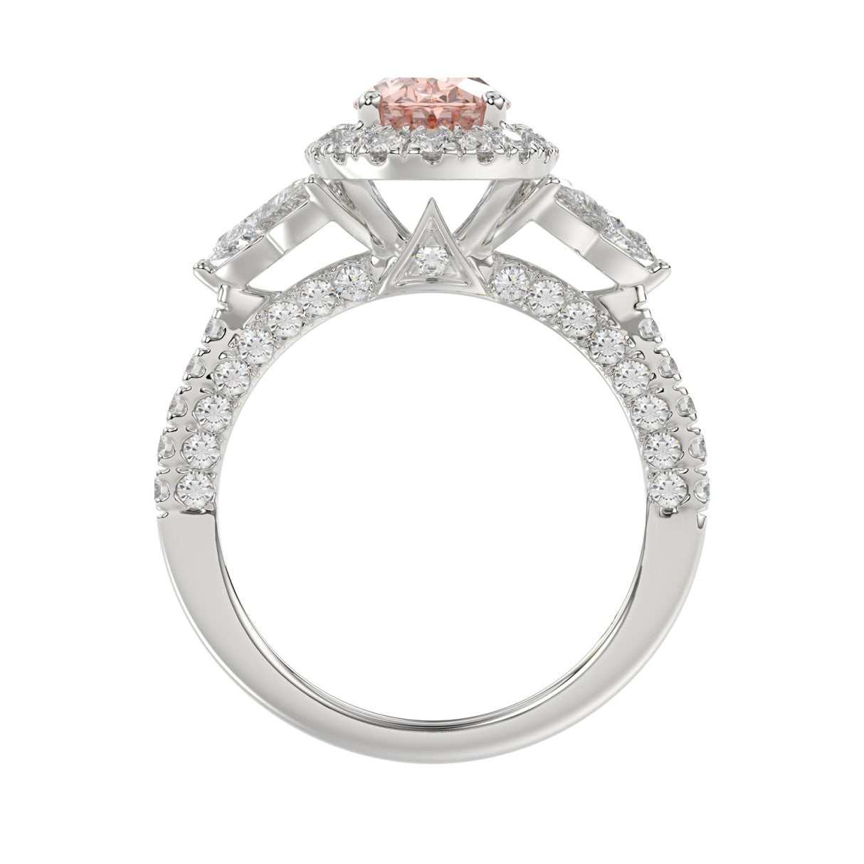 14K WHITE GOLD 4.00CT ROUND/OVAL/TRIDENT DIAMOND LADIES BRIDAL SET (CENTER STONE OVAL PINK DIAMOND 2.00CT)