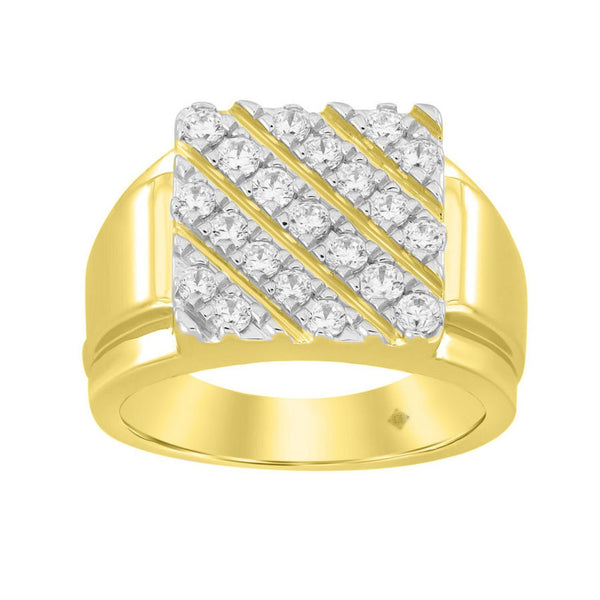 10K YELLOW GOLD 1.00CT ROUND DIAMOND MEN'S RING