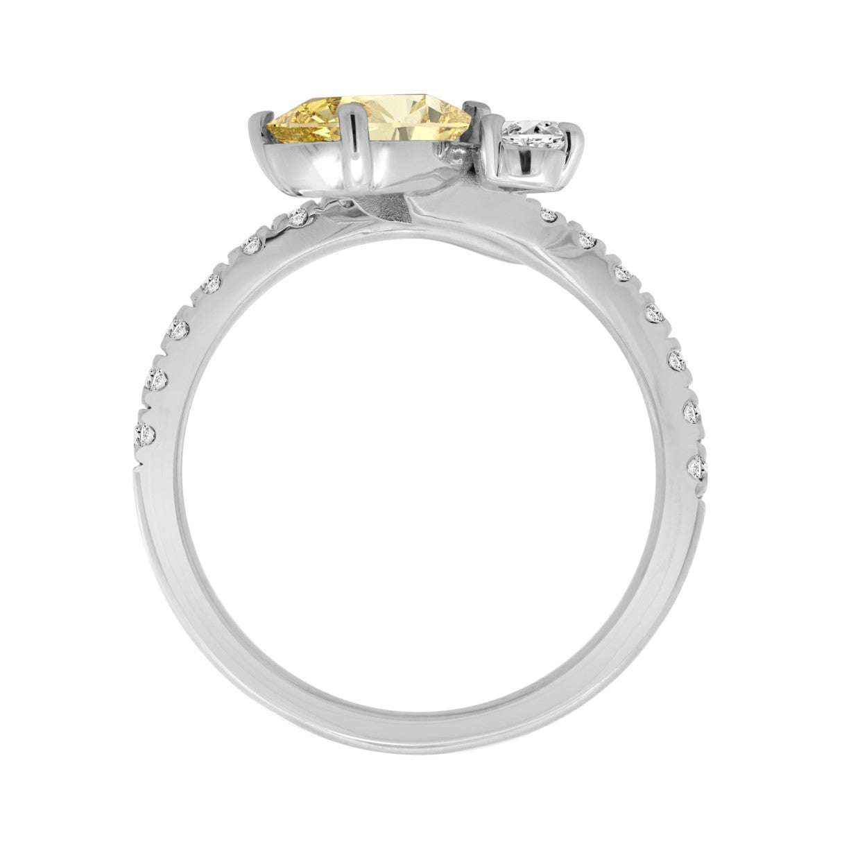 14K WHITE GOLD 1 3/4CT ROUND/PEAR/YELLOW PEAR DIAMOND LADIES RING (CENTER STONE PEAR DIAMOND 1CT)