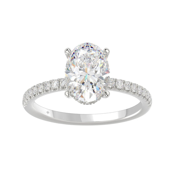 14K WHITE GOLD 2 1/5CT ROUND/OVAL DIAMOND LADIES RING (CENTER STONE OVAL DIAMOND 2CT)