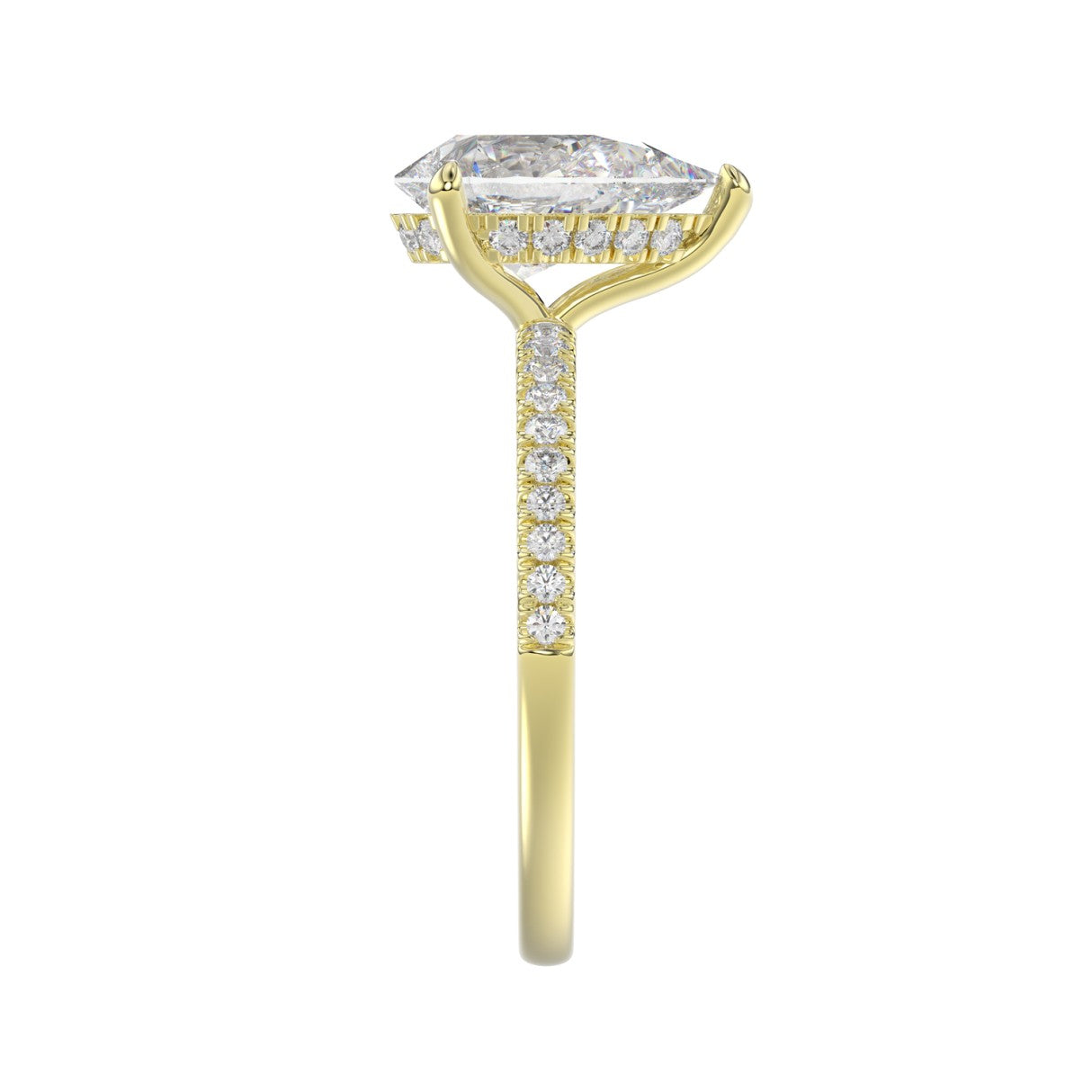 14K YELLOW GOLD 2 3/4CT ROUND/PEAR DIAMOND LADIES RING (CENTER STONE PEAR DIAMOND 2CT)