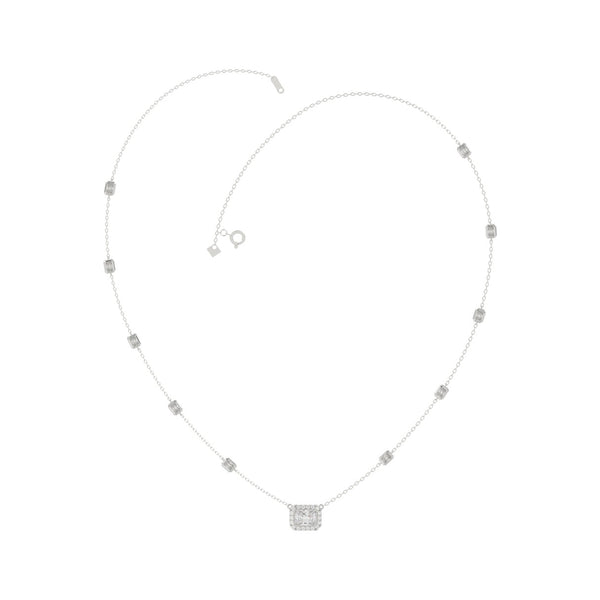 14K WHITE GOLD 2 1/4CT ROUND/EMERALD DIAMOND LADIES NECKLACE