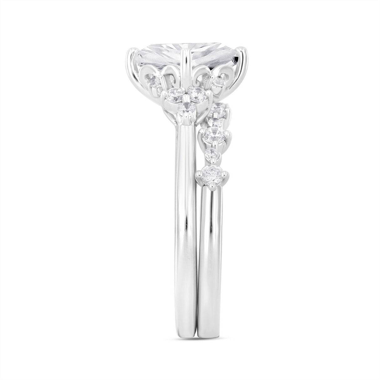 14K WHITE GOLD 1 1/2CT ROUND DIAMOND BRIDAL SET (CENTER STONE PRINCESS DIAMOND 1CT)