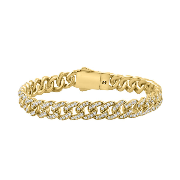 10K YELLOW GOLD 5 1/2CT ROUND DIAMOND MEN'S BRACELET