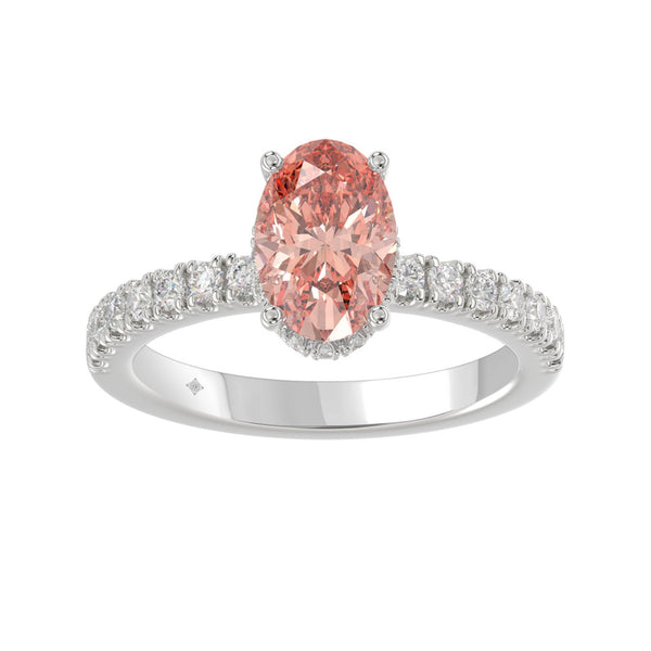 14K WHITE GOLD 2 1/2CT ROUND/OVAL DIAMOND LADIES RING