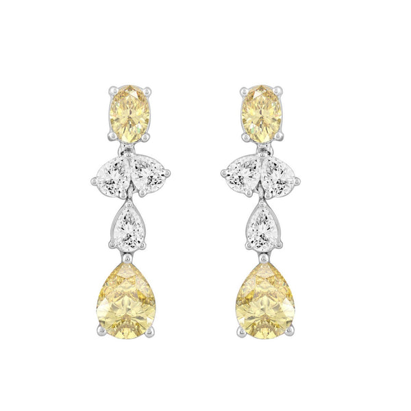 14K WHITE GOLD 3 1/2CT OVAL/PEAR DIAMOND LADIES EARRINGS (PEAR DIAMOND 3/4CT/OVAL DIAMOND 1/2CT)